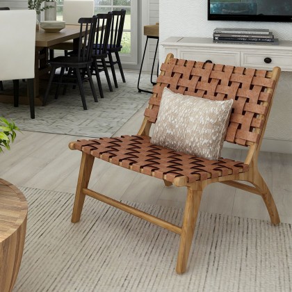 Wooden Plait Leather Chair